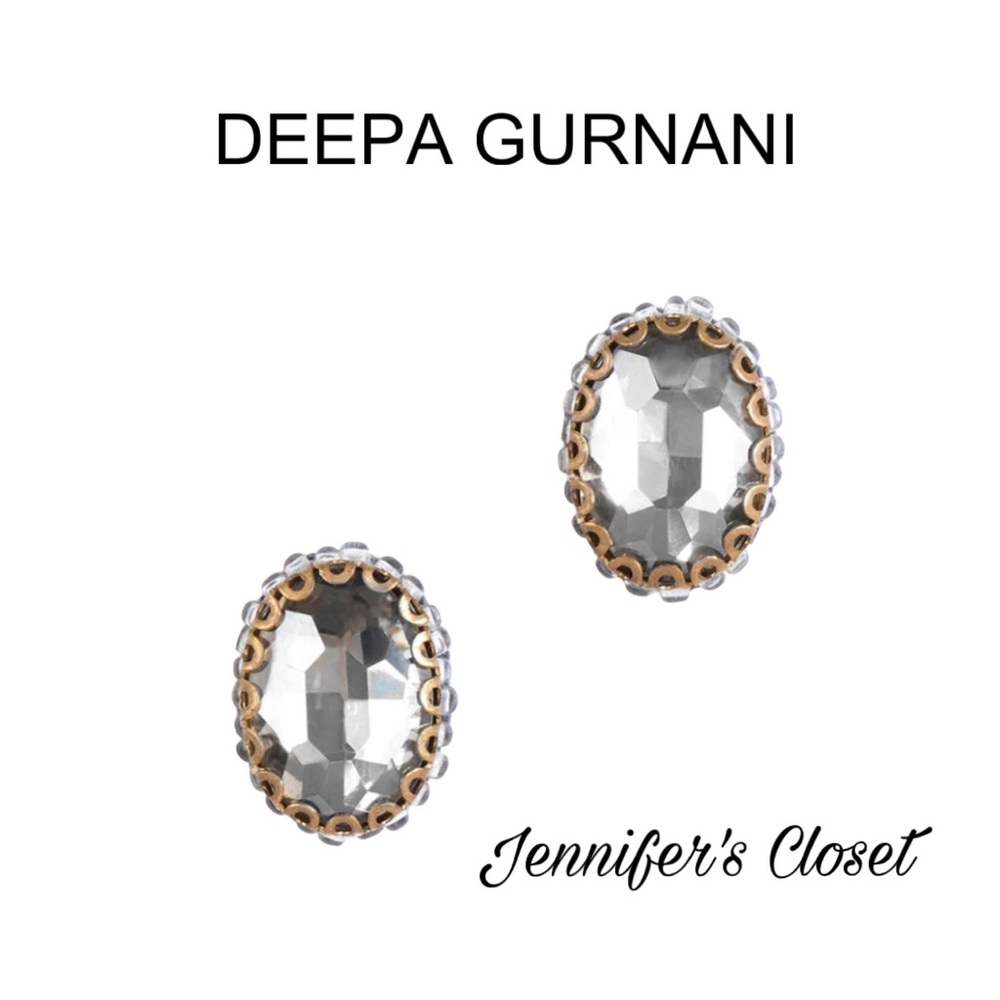 NWT DEEPA GURNANI Earrings / Oval Crystal Stud Earrings